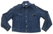 Rare VTG LEE Riders Western Moleskin Trucker Work Jacket 70s 80s Navy Blue SZ 44