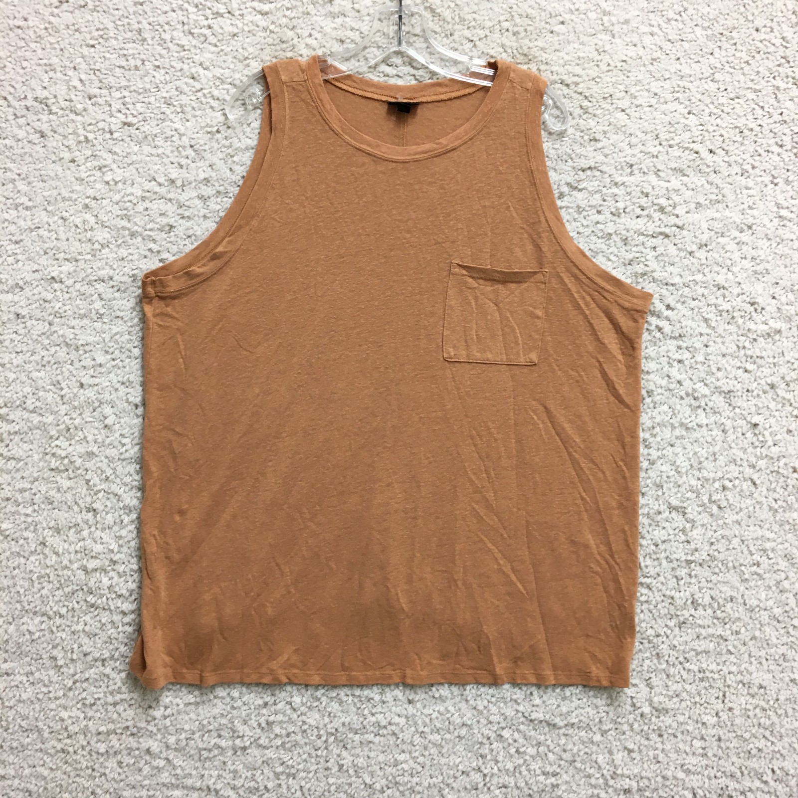 Torrid Tank Top Shirt 3X Adult Plus Brown Linen Sleeveless Pocket Casual Womens