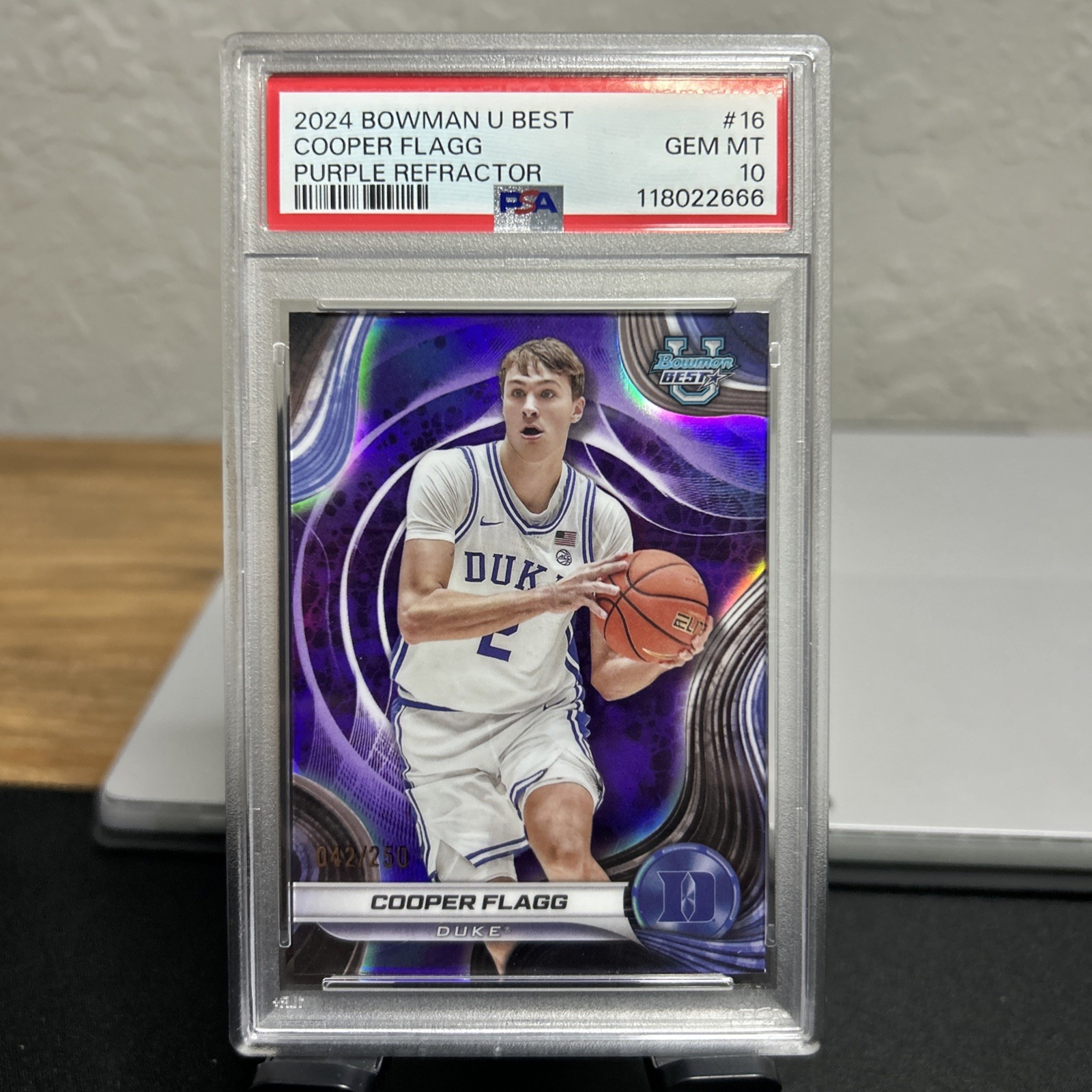 2024 Bowman U Best Cooper Flagg Purple Refractor /250 #16 PSA 9 MINT