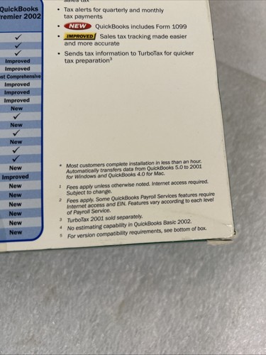 Intuit QUICKBOOKS 2002 Basic Financial Small Business Software With Key Read - Afbeelding 9 van 10