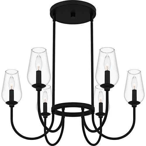 Quoizel VSC5028 Viscount 6 Light 28"W Taper Candle Style - Black - Picture 5 of 7