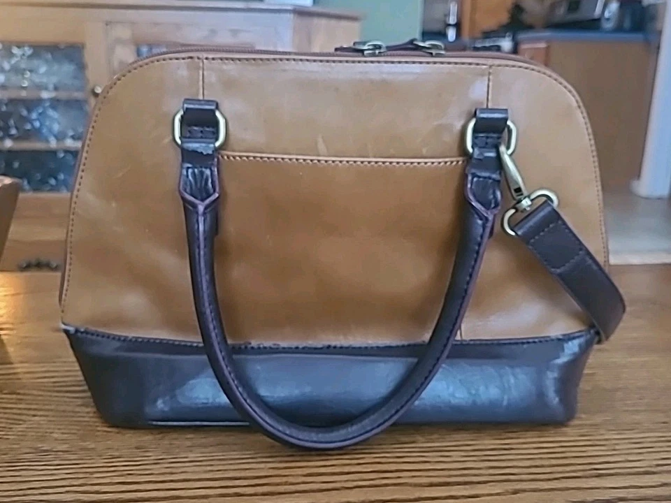 Bolso de Mano Tignanello con Asa Superior Cuero Marrón Cúpula Cartera Firma Forrada Foto 2 de 4