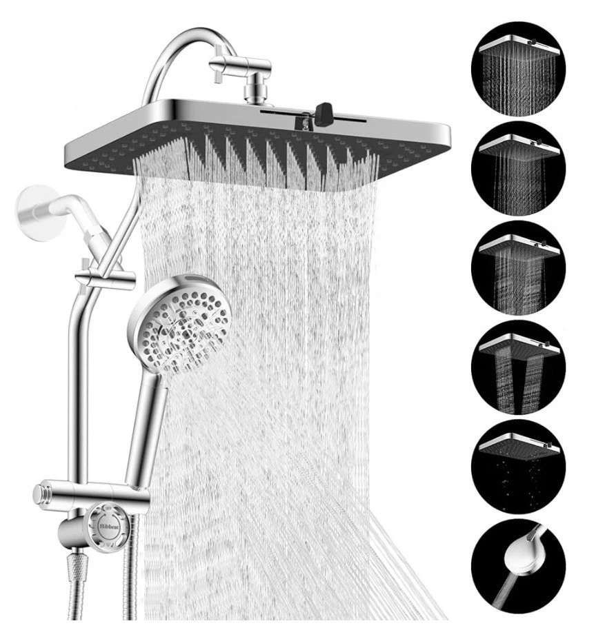 High Pressure Shower Head Combo 5 Spray Rainfall Showerhead with Handheld Spray