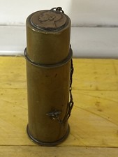 Briquet de tranchée 14-18 en douille d’obus et médaillon cuivre + chaînette WW1