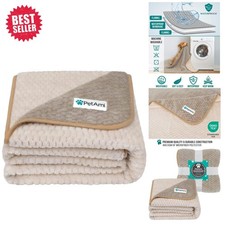 Luxurious Waterproof Dog Blanket, Reversible 60x80, Protects Furniture in Taupe