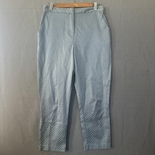 ASOS Pants Womens 6 Blue Jacquard Slim Ankle Trousers Dressy Work Office