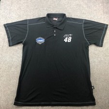 Vintage Nascar Polo Shirt Mens XL Black Jimmie Johnson #48 Embroidered