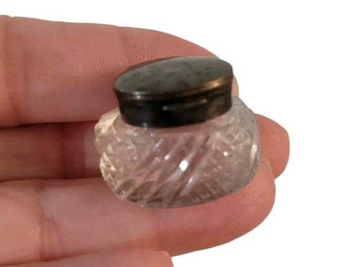 Antique Glass Vinaigrette Jar With Lid Textured Clear
