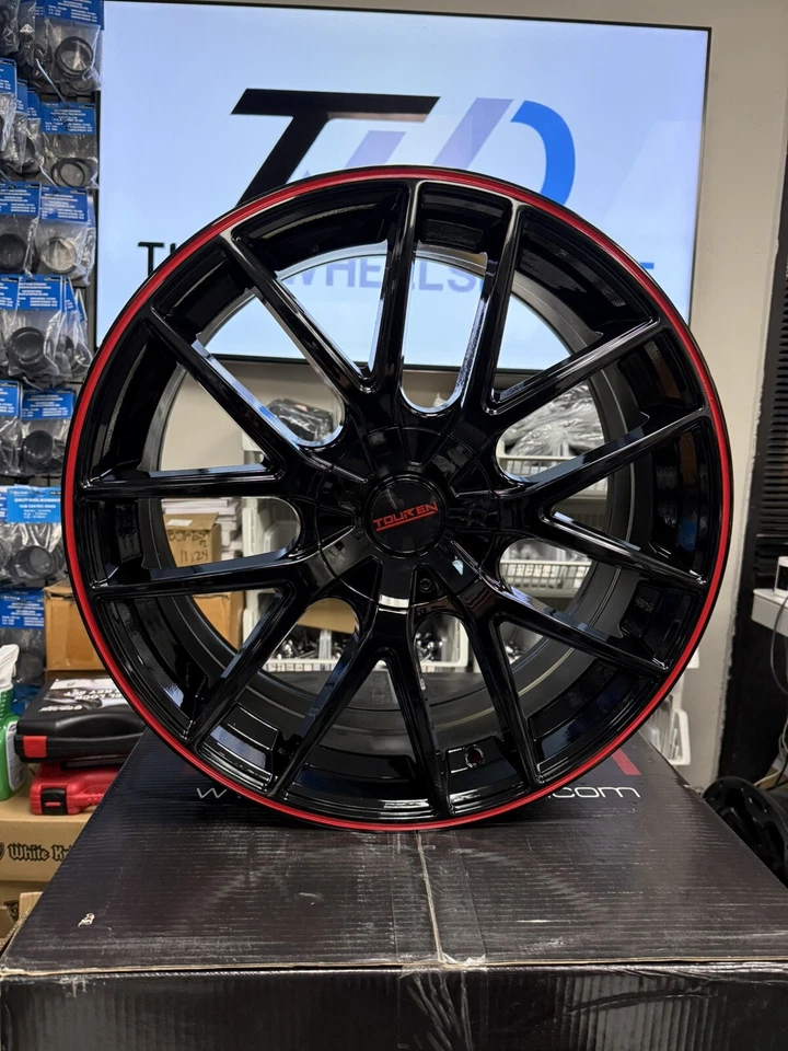 (Juego de 4) Llantas Touren TR60 20x8,5 5x108/5x4,5" +40 mm negras/rojas 20" pulgadas Foto 2 de 4