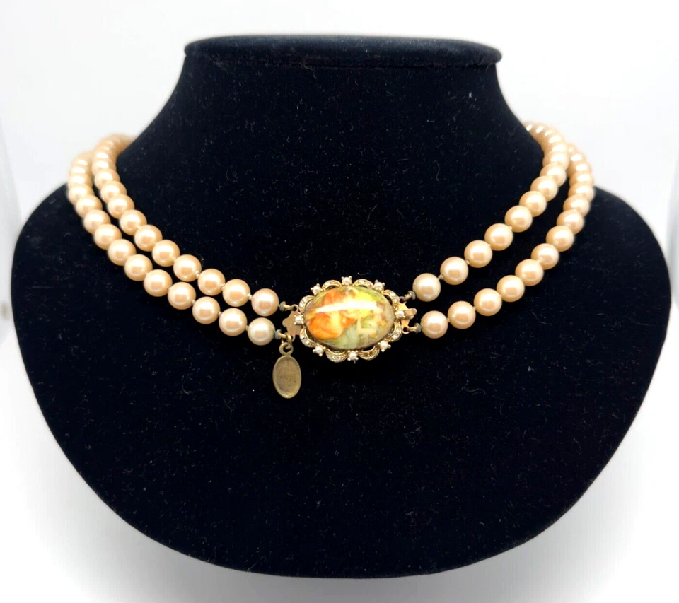 Hermoso collar con cuentas blancas de Michal Negrin único #361# Foto 3 de 4