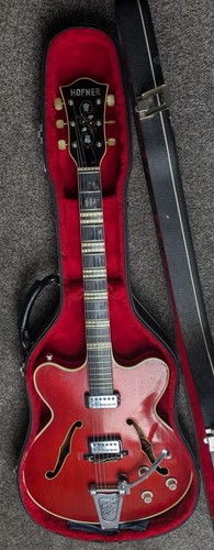 1962 Hofner Verithin Bigsby Cherry Red Electric Guitar — Excellent Condition