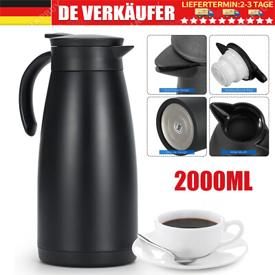 Doppelwandige Thermoskanne 2L Edelstahl Isolierkanne Kaffeekanne Thermosflasche