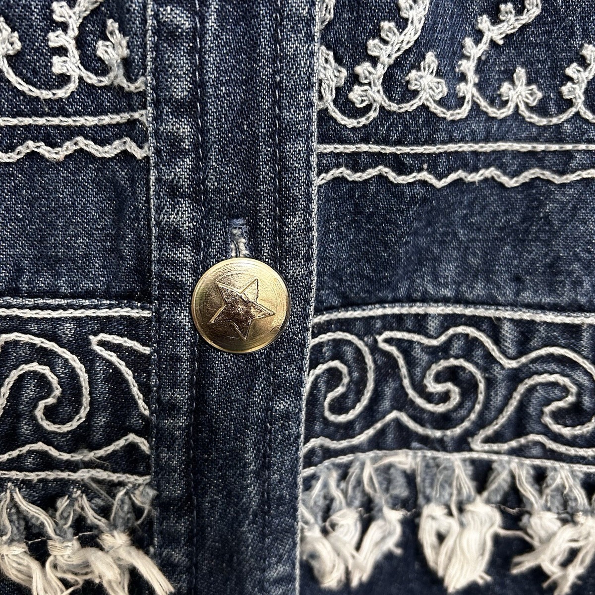 【DON'TMESS WITHTEXAS】ウエスタンネイティブ柄デニムジャケット Vintage Don't Mess With Texas Custom Embroidered Denim