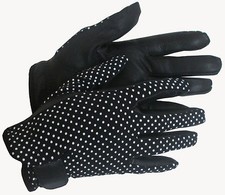 SALE New Children's Polka Black Leather Palm Horse Riding Gloves Small Medium Lg