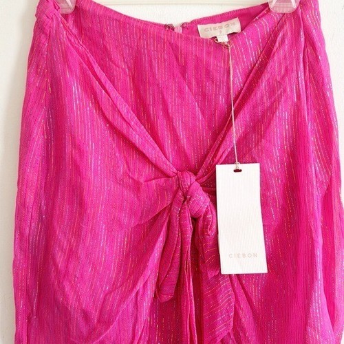 Ciebon hot pink Rainbow Metallic Knot Skirt size small NWT - Picture 5 of 13