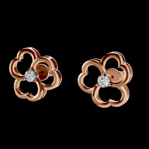 0.17 Ct Lab Grown Round Diamond Solitaire Stud Earrings Jewelry 14K Rose Gold - Picture 2 of 6