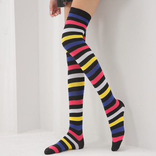 Girls Stockings Striped Socks High Socks Over The Knee Thigh High Elasticity - Picture 7 of 41