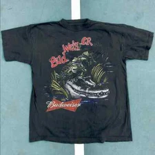 Budweiser Gator Frogs T Shirt Vintage Grunge Y2K Tapout Goth Emo Beer Indie 90s