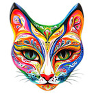 Colourful Cat, vinyl adhesive sticker approx 90x80mm