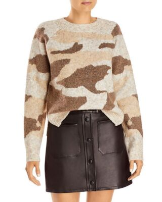 #ad Aqua Sweater Beige Camo Print Knit Women Sz XS NEW NWT BL1 $15.60