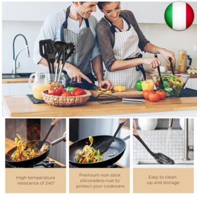 Set Utensili Da Cucina In Silicone 10 Pezzi | Antiaderente, Resistente Al Calore E Sicuro Per Alimenti - Foto 7