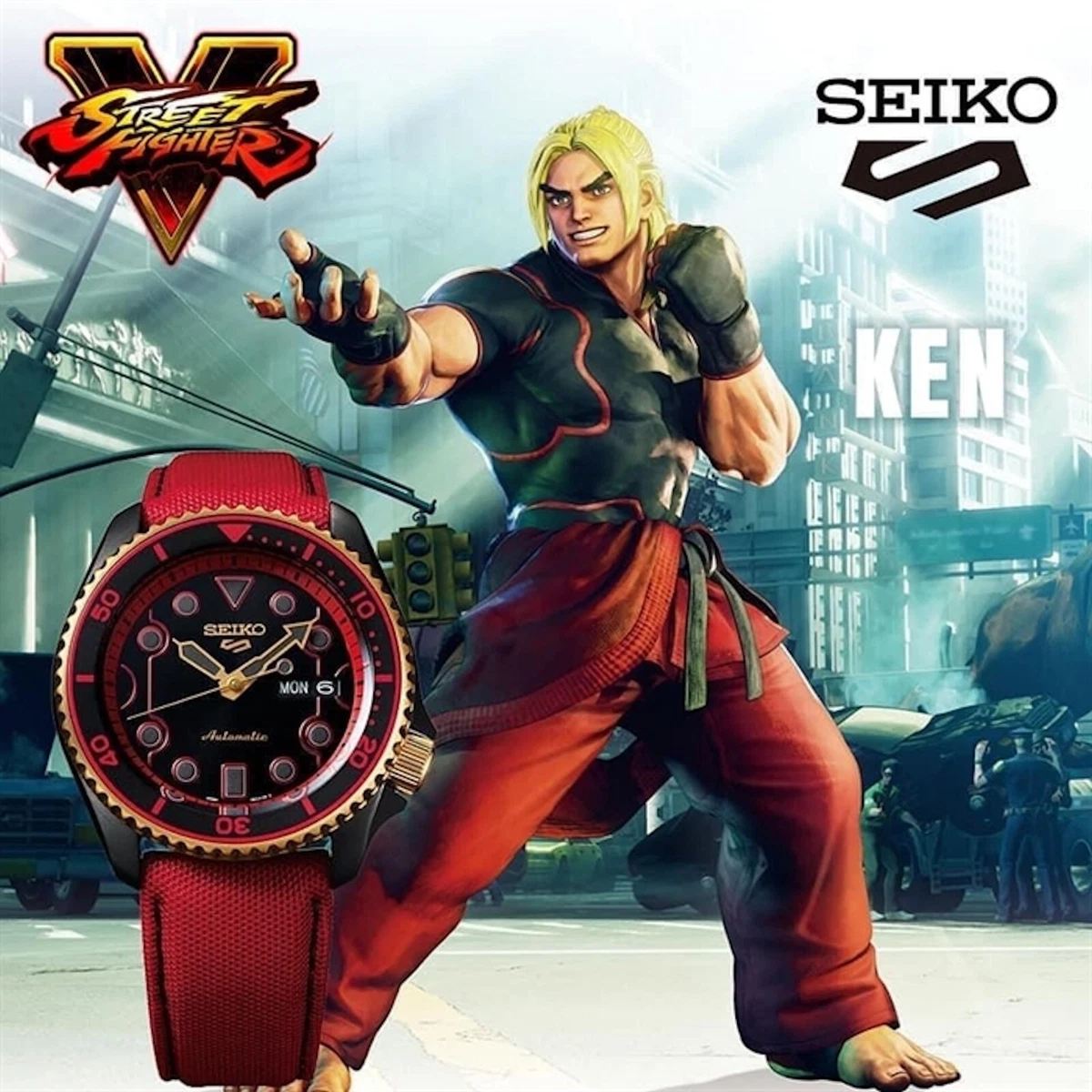 SEIKO 5 Sports Street Fighter V KEN Rush n Blaze Limited Edition