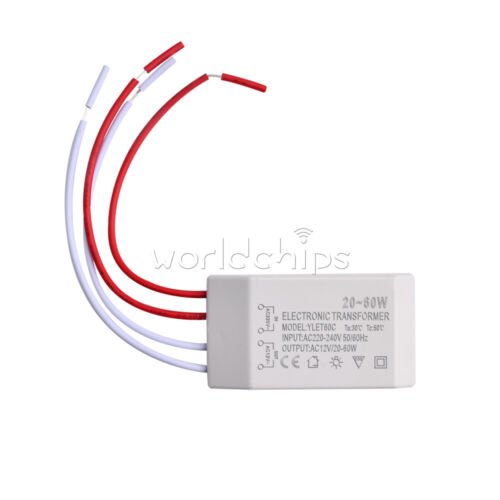 20-60W 220V To AC12V LED Halogen Lamp Light Electronic Transformer Adapter New - Picture 2 of 12