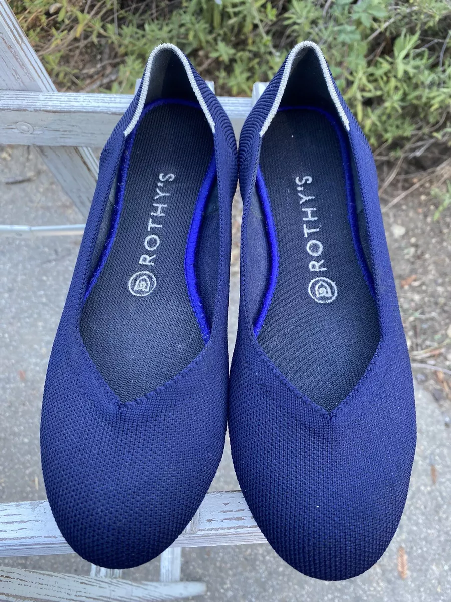 Rothy s Womens Maritime Round Toe Blue Navy Flats Size 8 White