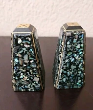 Vintage Koha Paua Shell Salt and Pepper Shakers Abalone Mother of Pearl