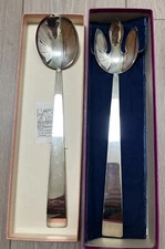 I. Magnin Silver Plated SALAD Servers LARGE 14”Fork Spoon MCM  In Box 1950 NWT