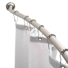 Curved Wall Mounted Shower Curtain Rod in Satin Nickel Adjustable 44 in to 72 in
