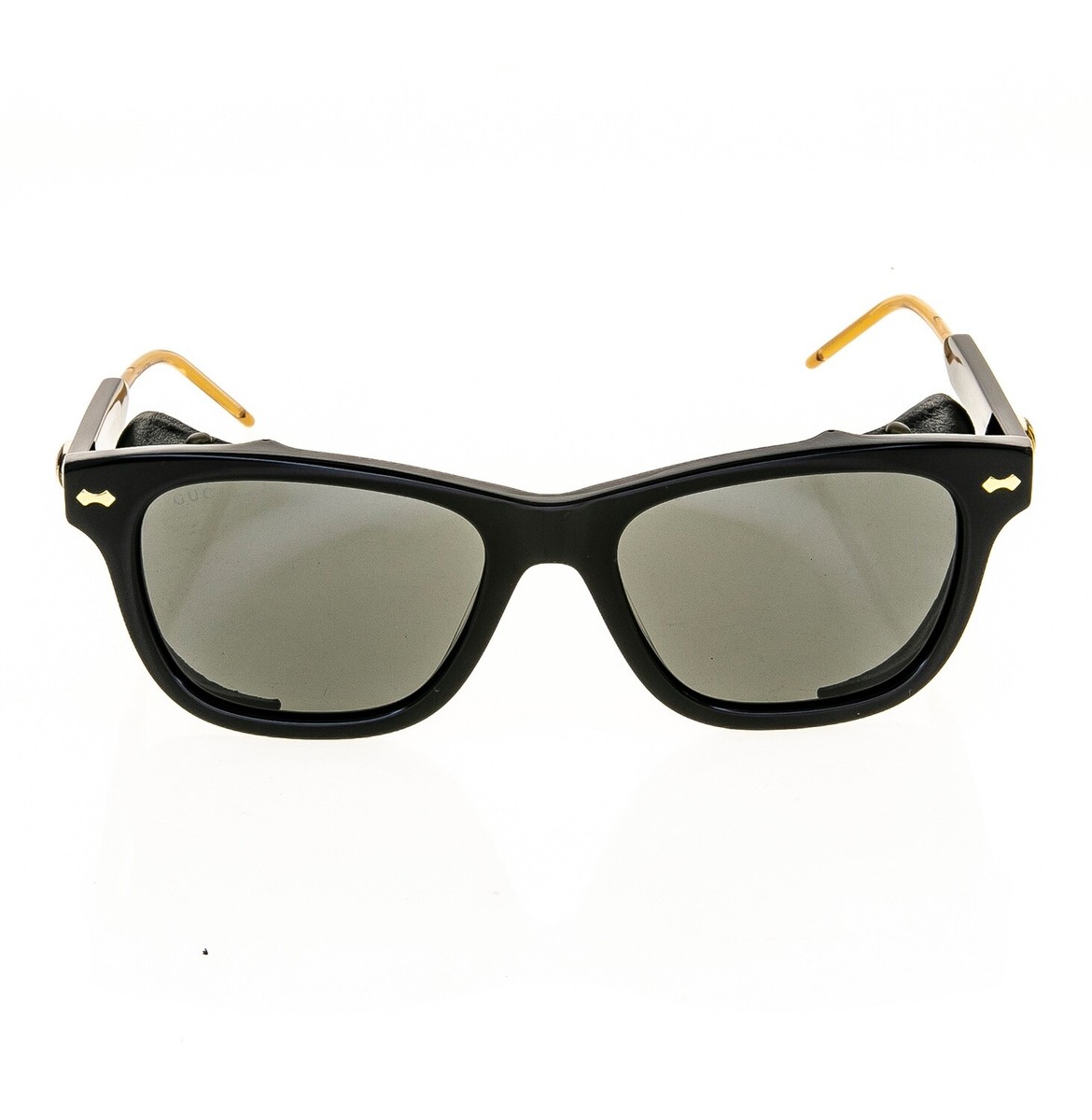 GUCCI★素敵！GG0671S サングラス GUCCI Guilloché 0671 Black Stud Leather Blinker Unisex