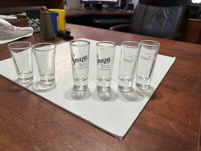 Tequila shot glasses- 2 Campo Azul, 2 Sauza & 2 plain