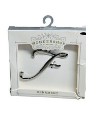Metal Monogram Initial letter F-Silver Wondershop Ornament 3 Inches