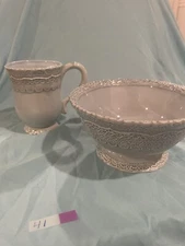 ARTE ITALICA FINEZZA BLUE FOOTED CEREAL BOWL 6 5/8" & MUG 4.5" New