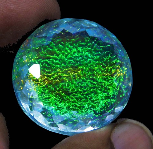 89.00 Ct Natural Monarch Fire Opal Doublet Round Cut Loose Gemstone Certified - Picture 9 of 9