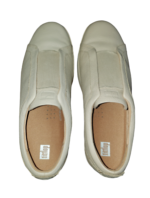 Fitflop Rally Shoes Women Sz 10 Beige Leather Slip On  display picture 1