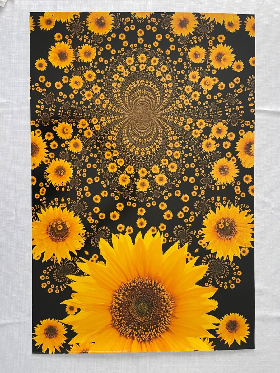 FRACTAL SUNFLOWERS BY KURT ANANDA PILZ,RARE AUTHENTIC 2001 POSTER