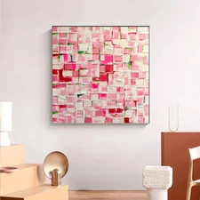Home Decoration Pink Square Pictures Wall Art Handpainted Oil Paintings Unframe