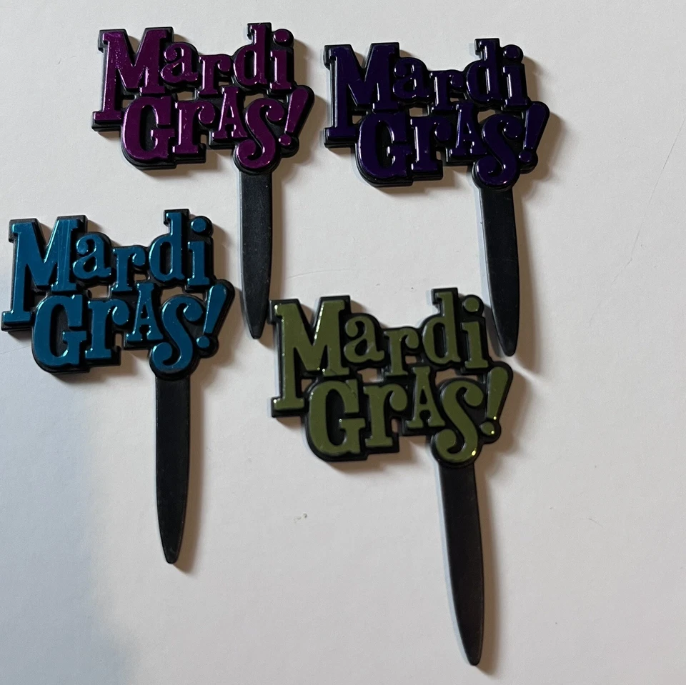 Decopac Surtido Mardi Gras Cupcake Toppers 195 Fotos Nuevo Lámina Verde Púrpura Verde Azulado Foto 3 de 4