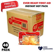 Ever Ready First Aid Instant Hot Pack 6" x 9" Joint & Back Pain Relief - 48 Pack