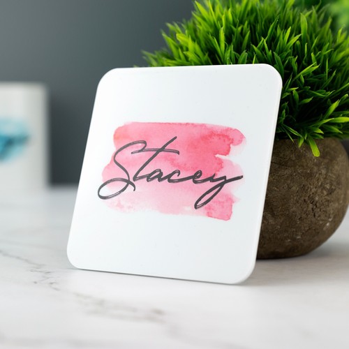 Personalised Name Coaster Watercolour Effect Printed Acrylic Drinks Coaster - Picture 8 of 19