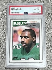 PSA 8 FOOTBALL CARD 1987 TOPPS KEITH BYARS ROOKIE PHILADELPHIA EAGLES
