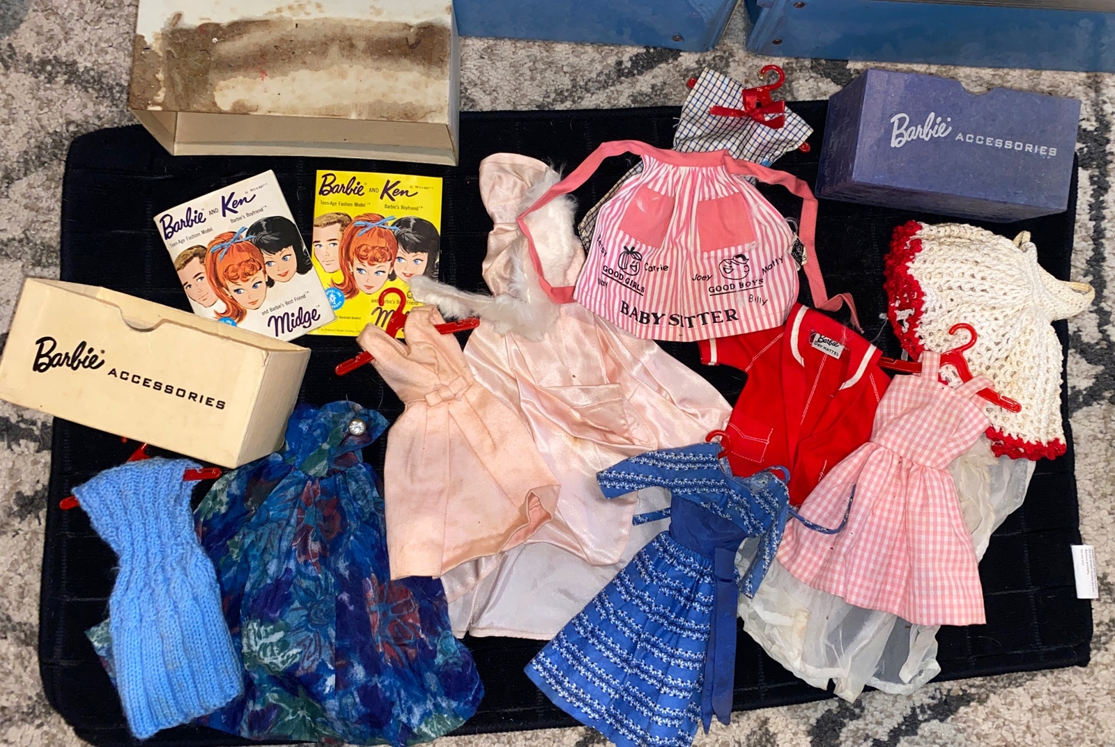 Vintage 1960s Barbie and Midge Dolls with Case, Clothes And Accessories