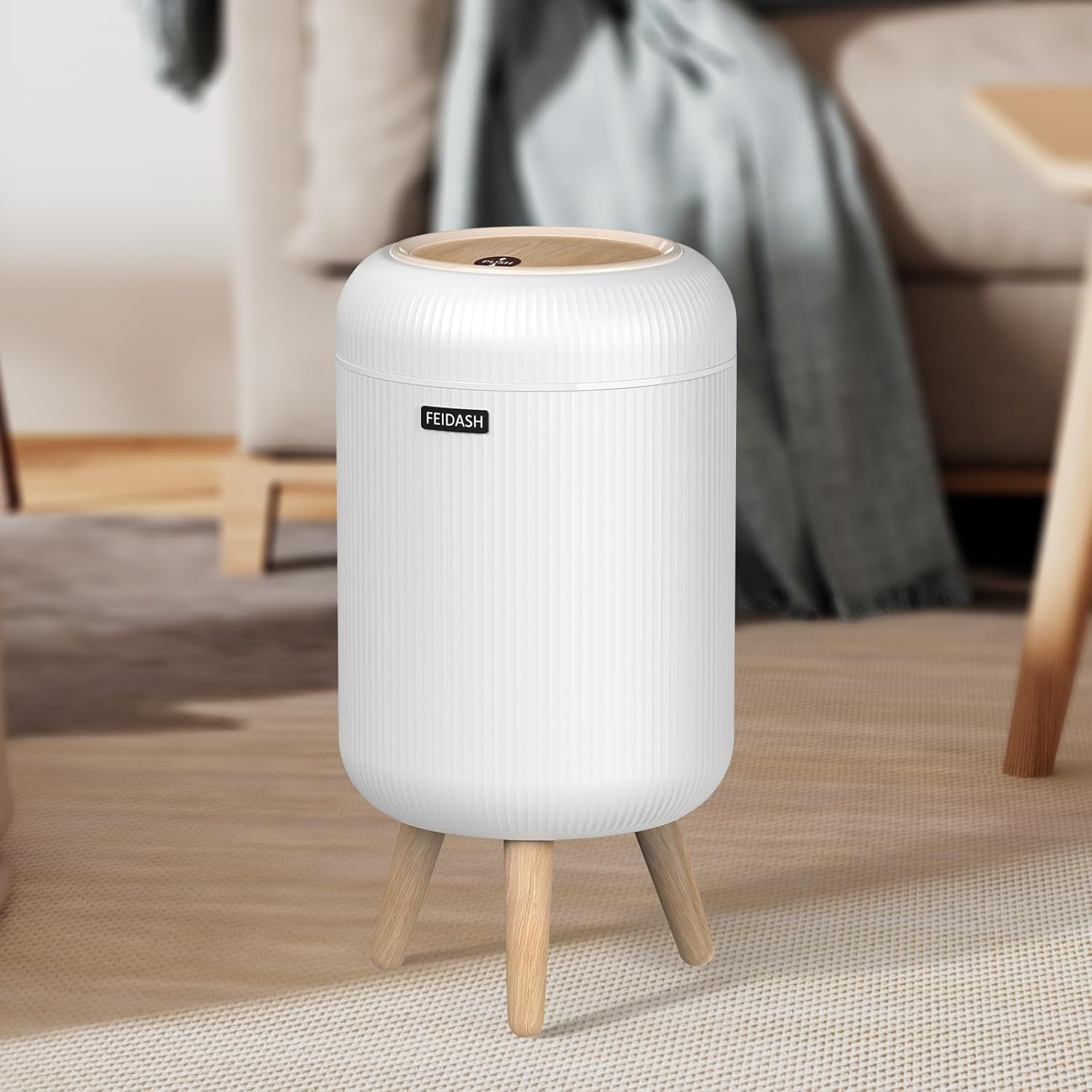 Stylish 3 Gallon Trash Can with Lid - Dog Proof Waste Bin for Home & Office