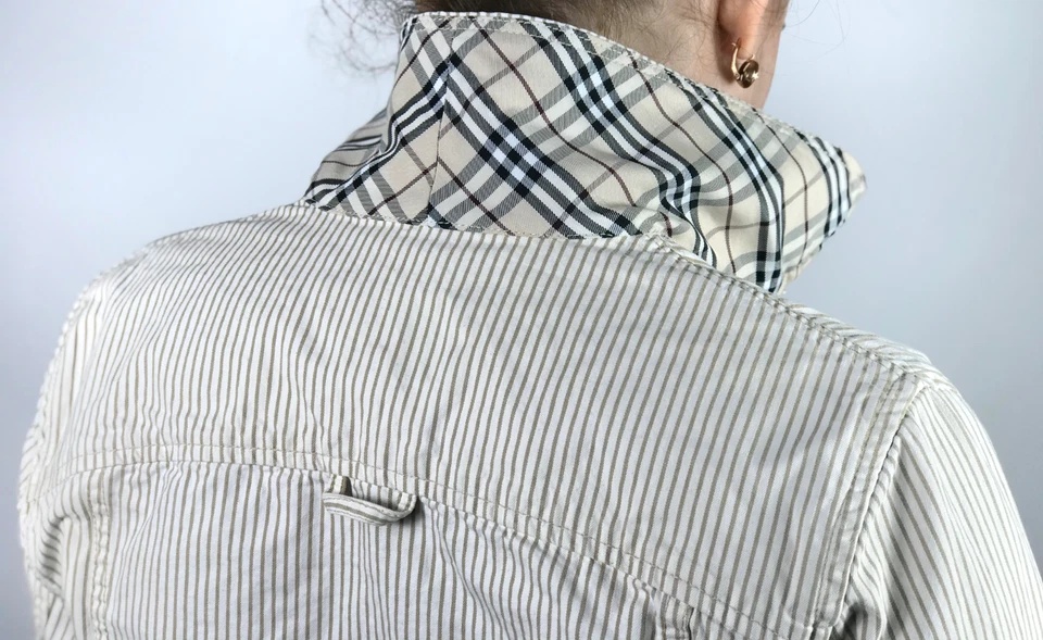 BURBERRY LONDON Mujer Rayas Nova Check Algodón Chaqueta | Talla USA 8 / UK 10 Foto 4 de 4