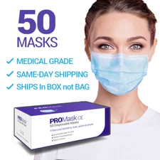 50 PROMask Medical, Surgical, Dental, Disposable 3-Ply Ear-loop Masks