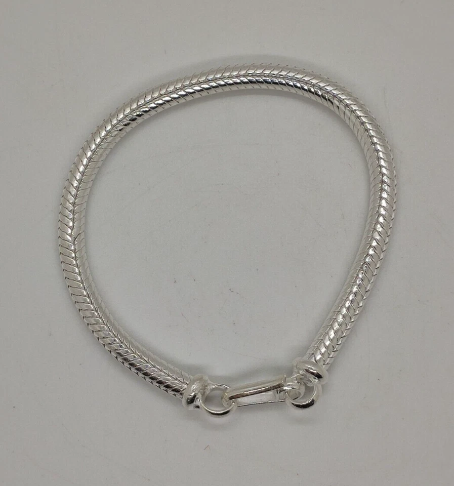 BRACCIALE SNAKE SERPENTE ARGENTO 700 UOMO TIBETANO CODA DI TOPO INDIA CM 20.2 S1 - Immagine 2 di 4