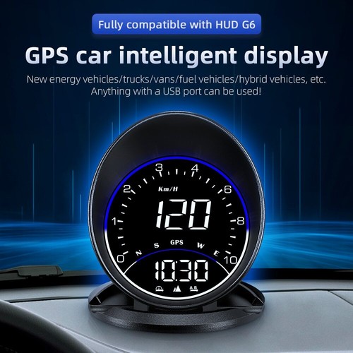 Tachimetro auto GPS HUD G6 display head up allarme digitale computer di bordo - Foto 2 di 9