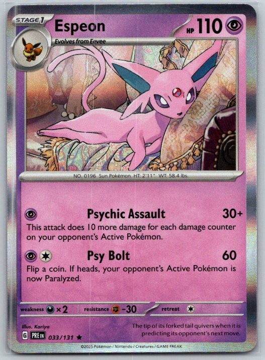 Espeon 033/131 Holo Rare Prismatic Evolutions Pokemon Near Mint